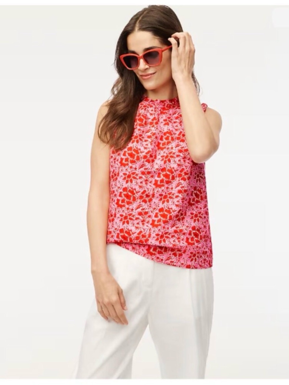 J.Crew Linen blend sleeveless ruffle top